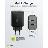 goobay 65W GaN USB-C PD Dual Fast Charger Noir, 1x USB-C, 1x USB-A