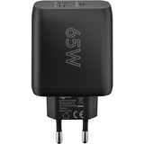 goobay 65W GaN USB-C PD Dual Fast Charger, Chargeur Noir