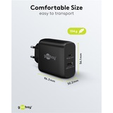 goobay 65W GaN USB-C PD Dual Fast Charger, Chargeur Noir