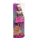 Barbie Fashionistas #213 - Poupée blonde avec haut rayé, jupe rose et lunettes de soleil 