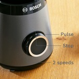 Bosch Serie 4 MMB6177S blender 1,5 L Mélangeur de table 1200 W Noir, Argent Argent/Noir, Mélangeur de table, 1,5 L, Fonction d'impulsion, Pileur de glace, 1 m, 1200 W