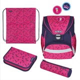 Herlitz UltraLight Stars Ensemble de cartables Fille Polyester Rose, Violet Rose/lilas, Plumier, Étui pour crayons, Cartable, Sac de sport, Fille, Collège, Sac à dos, 15 L, Poche frontale, Poche latérale
