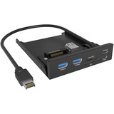 ICY BOX IB-HUB1419-i3, Panneau avant Noir