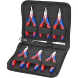 KNIPEX Mallette pour pinces électroniques 00 20 16, 7 pièces, Set de pinces Rouge/Bleu