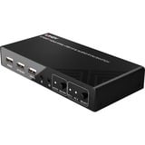 Lindy Switch KVM HDMI 4K60, USB 2.0 & Audio, 2 ports USB 2.0 & Audio, 2 ports, 4096 x 2160 pixels, 4K Ultra HD, Noir