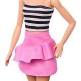 Mattel Barbie Fashionistas #213 - Poupée blonde avec haut rayé, jupe rose et lunettes de soleil 