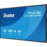 iiyama LH4364UHS-B1AG Écran d'affichage dynamique Écran plat de signalisation numérique 109,2 cm (43") LED Wifi 500 cd/m² 4K Ultra HD Noir Intégré dans le processeur Android 24/7, Affichage public Noir (Mat), Écran plat de signalisation numérique, 109,2 cm (43"), LED, 3840 x 2160 pixels, Wifi, 24/7
