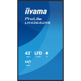iiyama LH4364UHS-B1AG Écran d'affichage dynamique Écran plat de signalisation numérique 109,2 cm (43") LED Wifi 500 cd/m² 4K Ultra HD Noir Intégré dans le processeur Android 24/7, Affichage public Noir (Mat), Écran plat de signalisation numérique, 109,2 cm (43"), LED, 3840 x 2160 pixels, Wifi, 24/7