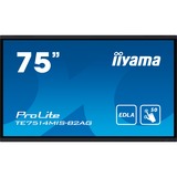 iiyama PROLITE TE7514MIS-B2AG Écran plat de signalisation numérique 190,5 cm (75") LCD Wifi 435 cd/m² 4K Ultra HD Noir Écran tactile Intégré dans le processeur Android 24/7, Affichage public Noir (Mat), Écran plat de signalisation numérique, 190,5 cm (75"), LCD, 3840 x 2160 pixels, Wifi, 24/7