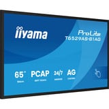 iiyama T6529AS-B1AG Écran d'affichage dynamique En forme de kiosk 163,8 cm (64.5") LED Wifi 420 cd/m² 4K Ultra HD Noir Écran tactile Intégré dans le processeur Android 24/7 Moniteur  Noir (Mat), En forme de kiosk, 163,8 cm (64.5"), LED, 3840 x 2160 pixels, Wifi, 24/7