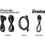 iiyama T6529AS-B1AG écran plat de PC 163,8 cm (64.5") 3840 x 2160 pixels 4K Ultra HD LED Écran tactile Noir Moniteur  Noir (Mat), 163,8 cm (64.5"), 3840 x 2160 pixels, 4K Ultra HD, LED, 6,5 ms, Noir