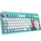 ASUS TUF Gaming K3 Gen II Hatsune Miku Edition clavier USB Couleur menthe, Blanc Turquoise, Layout DE (QWERTZ), 96%, Taille réelle (100 %), Avec fil, USB, Contacteur de touche opto-mécanique, LED RGB, Couleur menthe, Blanc