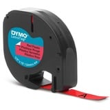 Dymo LetraTag Étiquettes en plastique Authentique | 12 mm x 4 m | impression en noir sur fond rouge | Étiquettes autocollantes pour étiqueteuse LetraTag, Ruban Noir sur rouge, Polyester, Belgique, DYMO, LetraTag 100T, LetraTag 100H, 1,2 cm