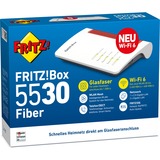 FRITZ! FRITZ!Box 5530, Routeur fibre optique Box 5530, Wi-Fi 6 (802.11ax), Bi-bande (2,4 GHz / 5 GHz), Ethernet/LAN, Blanc, Routeur