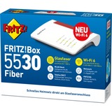 FRITZ! FRITZ!Box 5530, Routeur fibre optique Box 5530, Wi-Fi 6 (802.11ax), Bi-bande (2,4 GHz / 5 GHz), Ethernet/LAN, Blanc, Routeur