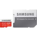 Samsung Evo Plus mémoire flash 512 Go MicroSDXC UHS-I Classe 10, Carte mémoire Rouge/Blanc, 512 Go, MicroSDXC, Classe 10, UHS-I, 100 Mo/s, 90 Mo/s