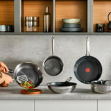 Tefal Set de poêles acier inoxydable Emotion, 2 pièces, Set de louche Noir/en acier inoxydable