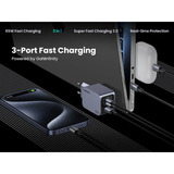 UGREEN 25871 chargeur d'appareils mobiles Universel Gris Secteur Charge rapide Intérieure 2x USB-C, 1x USB-A, Intérieure, Secteur, Gris
