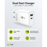 goobay Chargeur rapide double USB-C PD GaN 30 W, wh Blanc