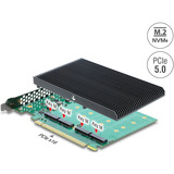 DeLOCK Carte PCIe 5.0 x16 > 4x M.2 NVMe internes + dissipateur thermique, Carte d'interface 