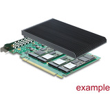 DeLOCK Carte PCIe 5.0 x16 > 4x M.2 NVMe internes + dissipateur thermique, Carte d'interface 