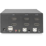 Digitus Commutateur KVM, 2 ports, Double affichage, 4K, HDMI®, Switch KVM 2 ports, Double affichage, 4K, HDMI®, 3840 x 2160 pixels, 4K Ultra HD, Noir