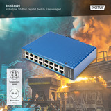 Digitus Réseau Ethernet Gigabit 16 ports, Switch Bleu