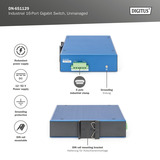Digitus Réseau Ethernet Gigabit 16 ports, Switch Bleu