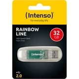 Intenso Rainbow Line lecteur USB flash 32 Go USB Type-A 2.0 Transparent, Clé USB Transparent, 32 Go, USB Type-A, 2.0, 28 Mo/s, Casquette, Transparent