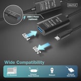 Digitus Câble de rallonge actif USB 3.2 Gen 1, connecteur USB-C > prise USB-A, Câble d'extension Noir