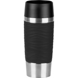 Emsa TRAVEL MUG Waves thermos 0,36 L Noir, Gobelet Noir/en acier inoxydable, 0,36 L, Noir, Polypropylène (PP), Silicone, Acier inoxydable, 8,3 cm, 200 mm