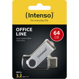 Intenso Office Line 64 GB, Clé USB Argent/Noir