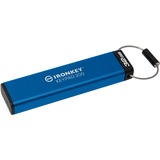 Kingston IronKey Keypad 200 de 32 Go, FIPS 140-3 niveau 3 (en attente), chiffrement AES-256, Clé USB FIPS 140-3 niveau 3 (en attente), chiffrement AES-256, 32 Go, USB Type-A, 3.2 Gen 1 (3.1 Gen 1), 145 Mo/s, Housse, Bleu