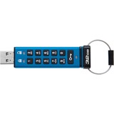 Kingston IronKey Keypad 200 de 32 Go, FIPS 140-3 niveau 3 (en attente), chiffrement AES-256, Clé USB FIPS 140-3 niveau 3 (en attente), chiffrement AES-256, 32 Go, USB Type-A, 3.2 Gen 1 (3.1 Gen 1), 145 Mo/s, Housse, Bleu