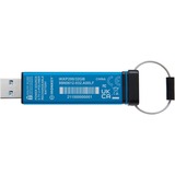 Kingston IronKey Keypad 200 de 32 Go, FIPS 140-3 niveau 3 (en attente), chiffrement AES-256, Clé USB FIPS 140-3 niveau 3 (en attente), chiffrement AES-256, 32 Go, USB Type-A, 3.2 Gen 1 (3.1 Gen 1), 145 Mo/s, Housse, Bleu