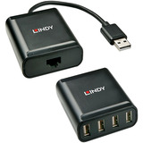 Lindy Extendeur USB 2.0 Cat.6 4 ports, Rallonge USB Noir