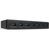 Lindy Hub USB 3.0 7 ports USB 3.2 Gen 1 (3.1 Gen 1) Type-A, USB 3.2 Gen 1 (3.1 Gen 1) Type-A, USB 3.2 Gen 1 (3.1 Gen 1), 5000 Mbit/s, Noir, Plastique