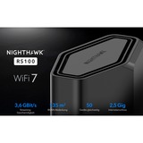 Netgear Nighthawk routeur sans fil 2.5 Gigabit Ethernet Bi-bande (2,4 GHz / 5 GHz) Noir Noir, Wi-Fi 7 (802.11be), Bi-bande (2,4 GHz / 5 GHz), Ethernet/LAN, Noir, Routeur