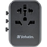 Verbatim Adaptateur universel de voyage UTA-03, Prise de voyage Noir/Argent, 2x USB-A, 3x USB-C