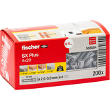 fischer Cheville à expansion SX Plus 4x20 Gris clair