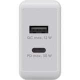 goobay Chargeur rapide double USB-C PD 30 watts Blanc