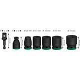 Bosch Set d'embouts à douille d'impact PRO 1/2", 7 pièces, Clés mixtes à cliquet Noir