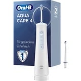 Braun AquaCare 4 Jets dentaire, Soins buccaux Blanc, Blanc, Irrigateur oral sans fil, Brosse à dents rotative oscillante, Boutons, Batterie, 159 mm