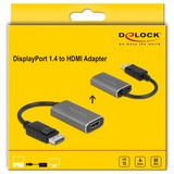 DeLOCK DisplayPort 1.4 > HDMI, Adaptateur Noir/gris, 0,2 mètres, 8K, HDR