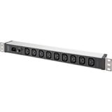 Digitus Barre d'alimentation 19" avec profilé en aluminium, 9 prises C13, 1U, Multiprise Noir/en aluminium