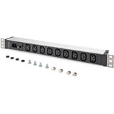 Digitus Barre d'alimentation 19" avec profilé en aluminium, 9 prises C13, 1U, Multiprise Noir/en aluminium
