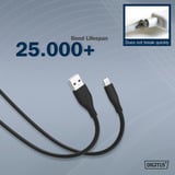 Digitus Câble en silicone USB 2.0 USB-A > Lightning, certifié MFI Noir
