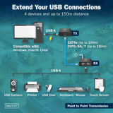 Digitus Kit d'extension USB 2.0 CAT, 480 Mbps, 150 mètres, Rallonge USB Noir