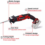 EINHELL TE-AP 18/13 Li - Solo, 4326315, Scie sabre Rouge/Noir