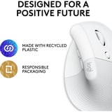 Logitech Lift pour Mac sans fil vertical ergonomique, Souris Blanc, 400 - 4000 dpi, Bluetooth Low Energy